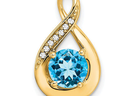 14K Round Blue Topaz and Diamond Chain Slide