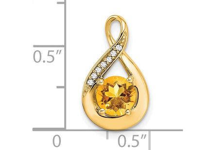 14K Round Citrine and Diamond Chain Slide, view 3