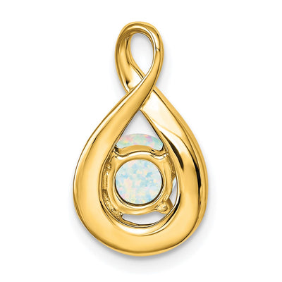 14K Created Opal and Diamond Pendant