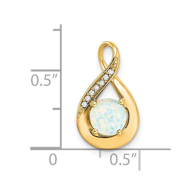 14K Created Opal and Diamond Pendant