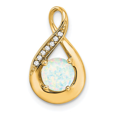 14K Created Opal and Diamond Pendant