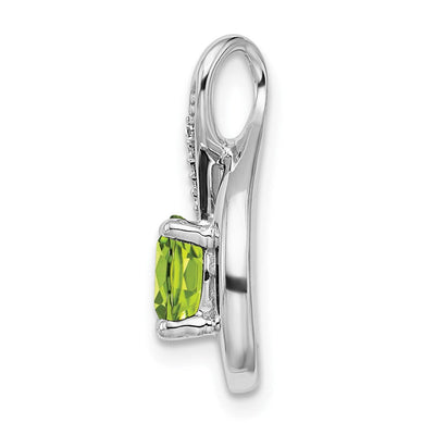 14K White Gold Peridot and Diamond Pendant, 17.9 x 10.3mm