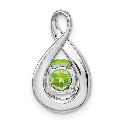 14K White Gold Peridot and Diamond Pendant, 17.9 x 10.3mm