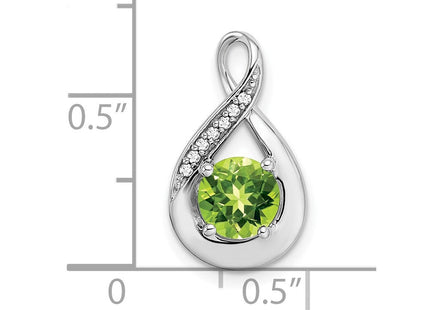 14k White Gold Peridot and Diamond Pendant (Style PM7056)