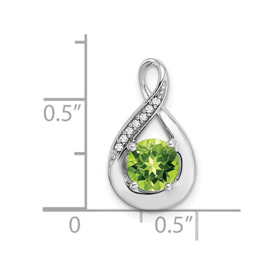14K White Gold Peridot and Diamond Pendant, 17.9 x 10.3mm