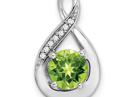 14k White Gold Peridot and Diamond Pendant (Style PM7056)