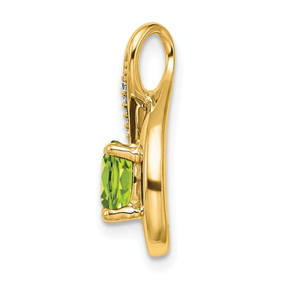 14K Peridot and Diamond Pendant, 17.9 x 10.3mm