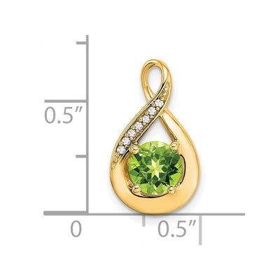 14K Peridot and Diamond Pendant, 17.9 x 10.3mm