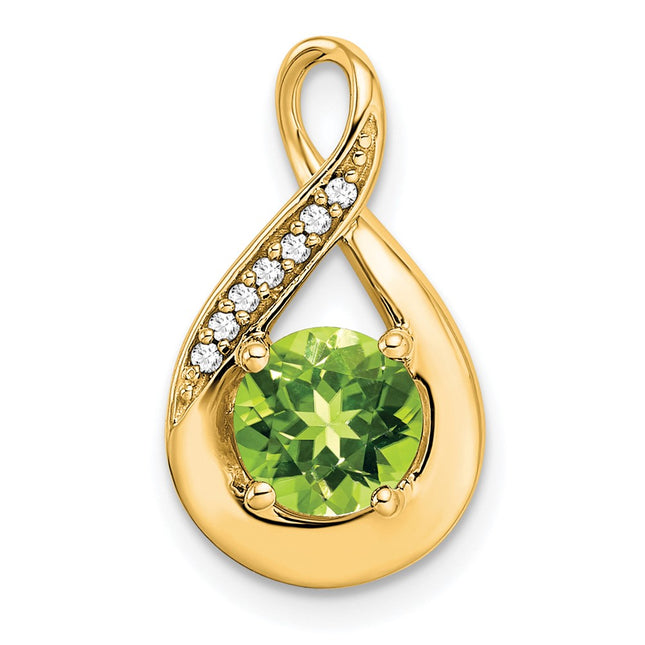14K Peridot and Diamond Pendant, 17.9 x 10.3mm