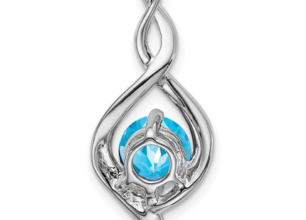 14k White Gold Blue Topaz and Diamond Pendant (Style PM7057-BT-004-WA)
