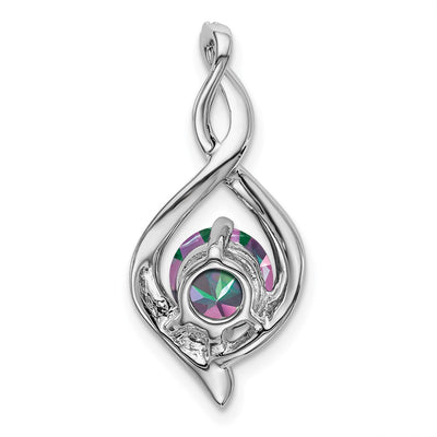 14K White Gold Mystic Fire Topaz and Diamond Pendant, 24.6 x 11.35mm