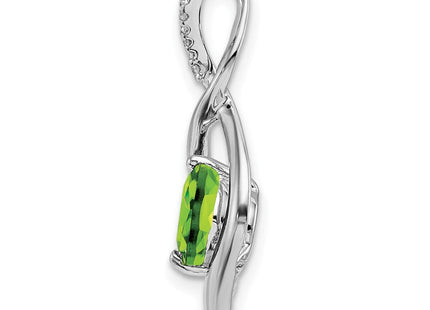14k White Gold Peridot and Diamond Pendant (Style PM7057)