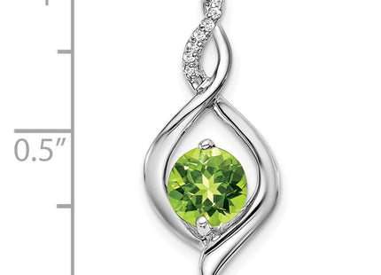 14k White Gold Peridot and Diamond Pendant (Style PM7057)