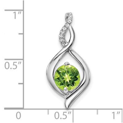 14K White Gold Peridot and Diamond Pendant, 24.6 x 11.35mm