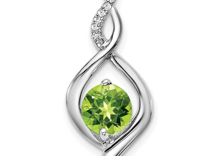 14k White Gold Peridot and Diamond Pendant (Style PM7057)