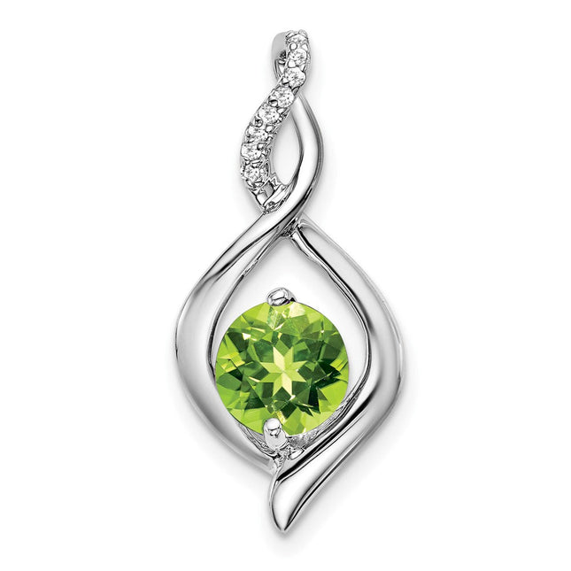 14k White Gold Peridot and Diamond Pendant, 24.6 x 11.35mm