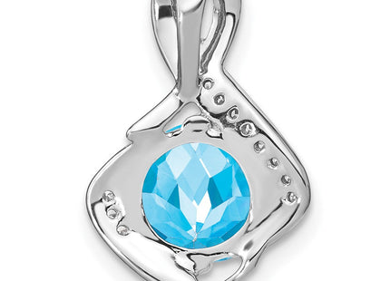14k White Gold Blue Topaz and Diamond Pendant (Style PM7058-BT-006-WA)