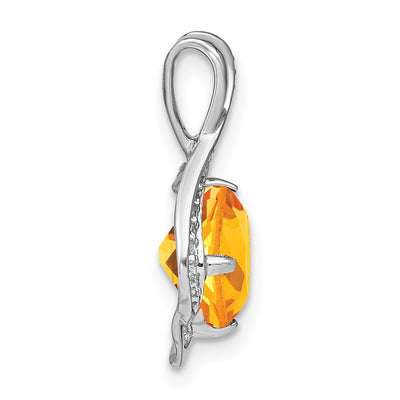 14K White Gold Citrine and Diamond Pendant, 19.3 x 13.2mm