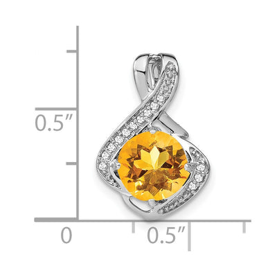 14K White Gold Citrine and Diamond Pendant, 19.3 x 13.2mm