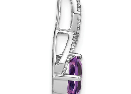 14k White Gold Cushion Amethyst and Diamond Pendant (Style PM7059-AM-010-WA)
