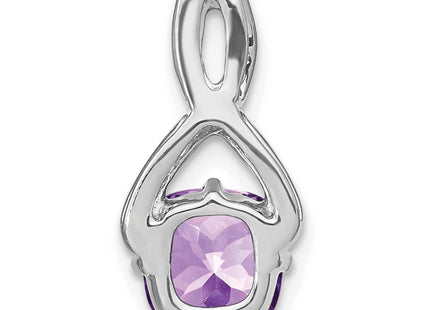 14k White Gold Cushion Amethyst and Diamond Pendant (Style PM7059-AM-010-WA)