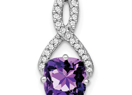 14k White Gold Cushion Amethyst and Diamond Pendant (Style PM7059-AM-010-WA)