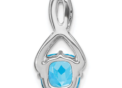 14k White Gold Cushion Blue Topaz and Diamond Pendant (Style PM7059-BT-010-WA)