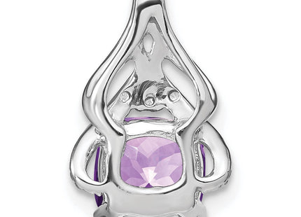 14k White Gold Cushion Amethyst and Diamond Pendant (Style PM7061-AM-001-WA)