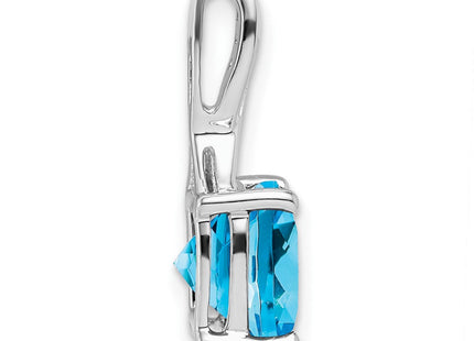 14k White Gold Cushion Blue Topaz and Diamond Pendant (Style PM7062-BT-002-WA)