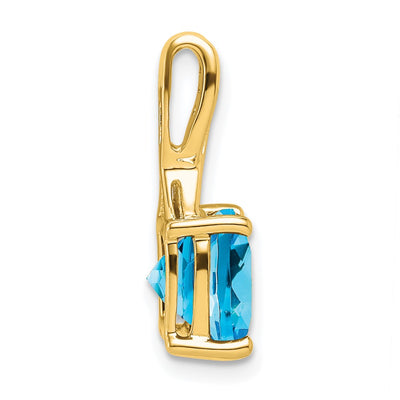 14K Cushion Blue Topaz and Diamond Pendant