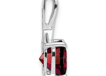 14k White Gold Cushion Garnet and Diamond Pendant, 18 x 8.2mm
