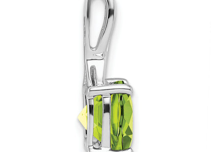 14k White Gold Cushion Peridot and Diamond Pendant, 18 x 8.2mm