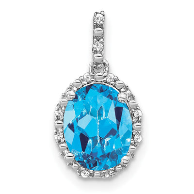 14K white gold diamond oval pendant