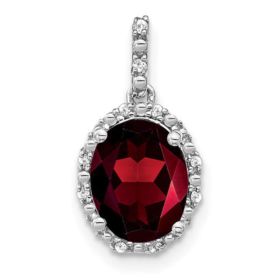 14K white gold diamond oval pendant