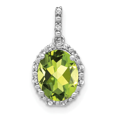 14K white gold diamond oval pendant
