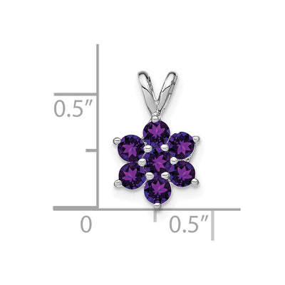 14K White Gold Amethyst Floral Pendant