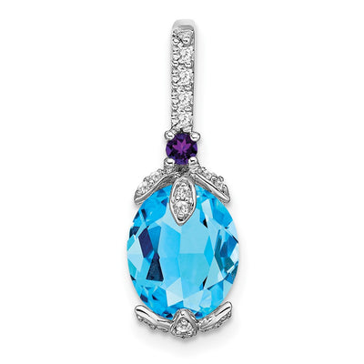 14K white gold diamond oval pendant