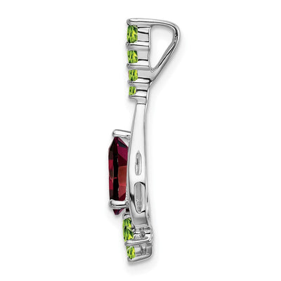 14K White Gold Pear Garnet and Peridot Pendant