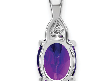 14k White Gold Oval Amethyst and Diamond Pendant (Style PM7075-AM-001-WA)