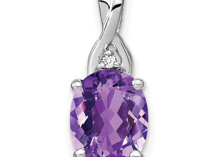 14k White Gold Oval Amethyst and Diamond Pendant (Style PM7075-AM-001-WA)