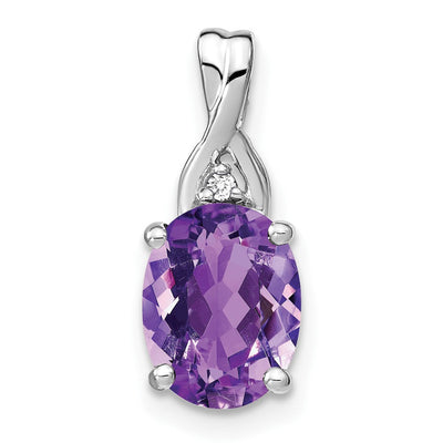 14K white gold diamond oval pendant