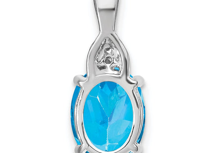 14K white gold diamond oval pendant, further view