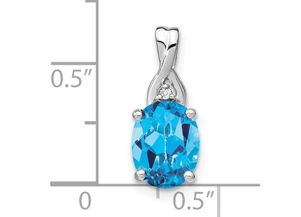 14K white gold diamond oval pendant, another view