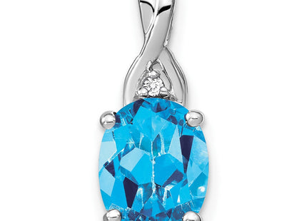 14K white gold diamond oval pendant