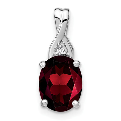 14K white gold diamond oval pendant