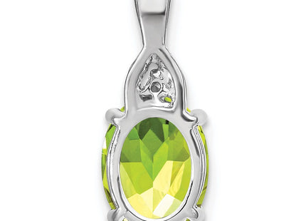 14k White Gold 9x7mm Oval Peridot and Diamond Chain Slide (Style PM7075)