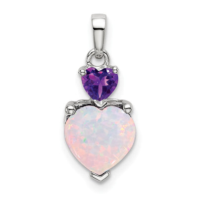 14K white gold amethyst heart pendant