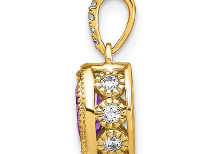 14K gold diamond oval pendant, alternate view