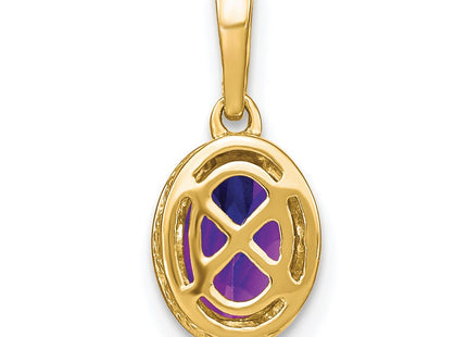 14K gold diamond oval pendant, further view