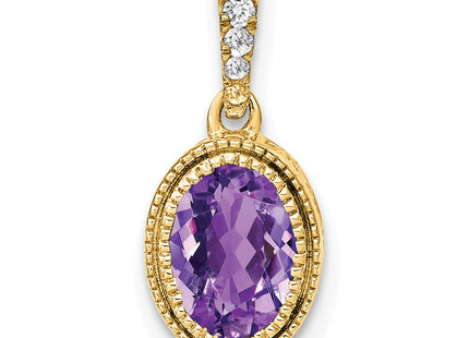 14K gold diamond oval pendant